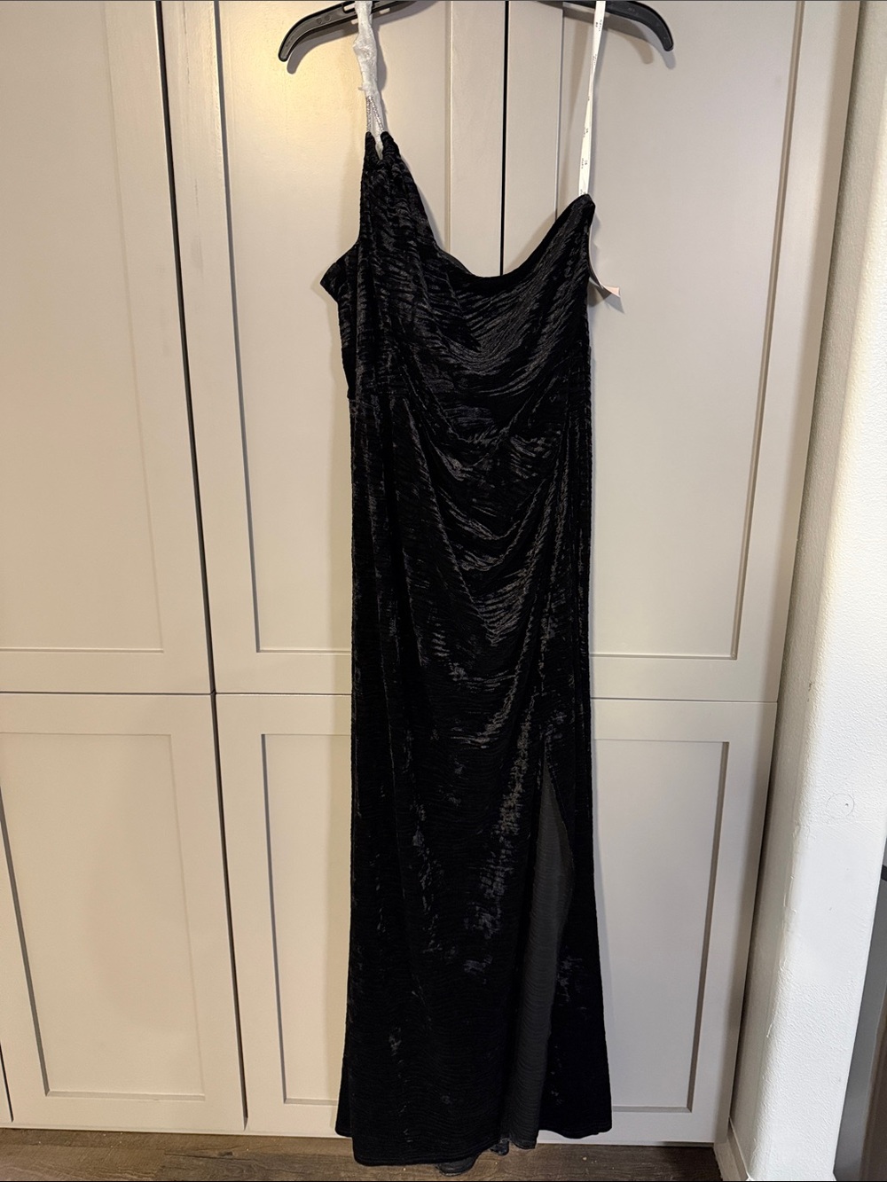 David's Bridal Black Velvet Maxi Slip Dress
